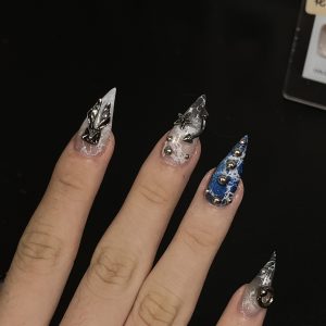 Gothic Purple Spider Extra Long Stiletto Press On Nails - handmade custom press-on nails main product photo