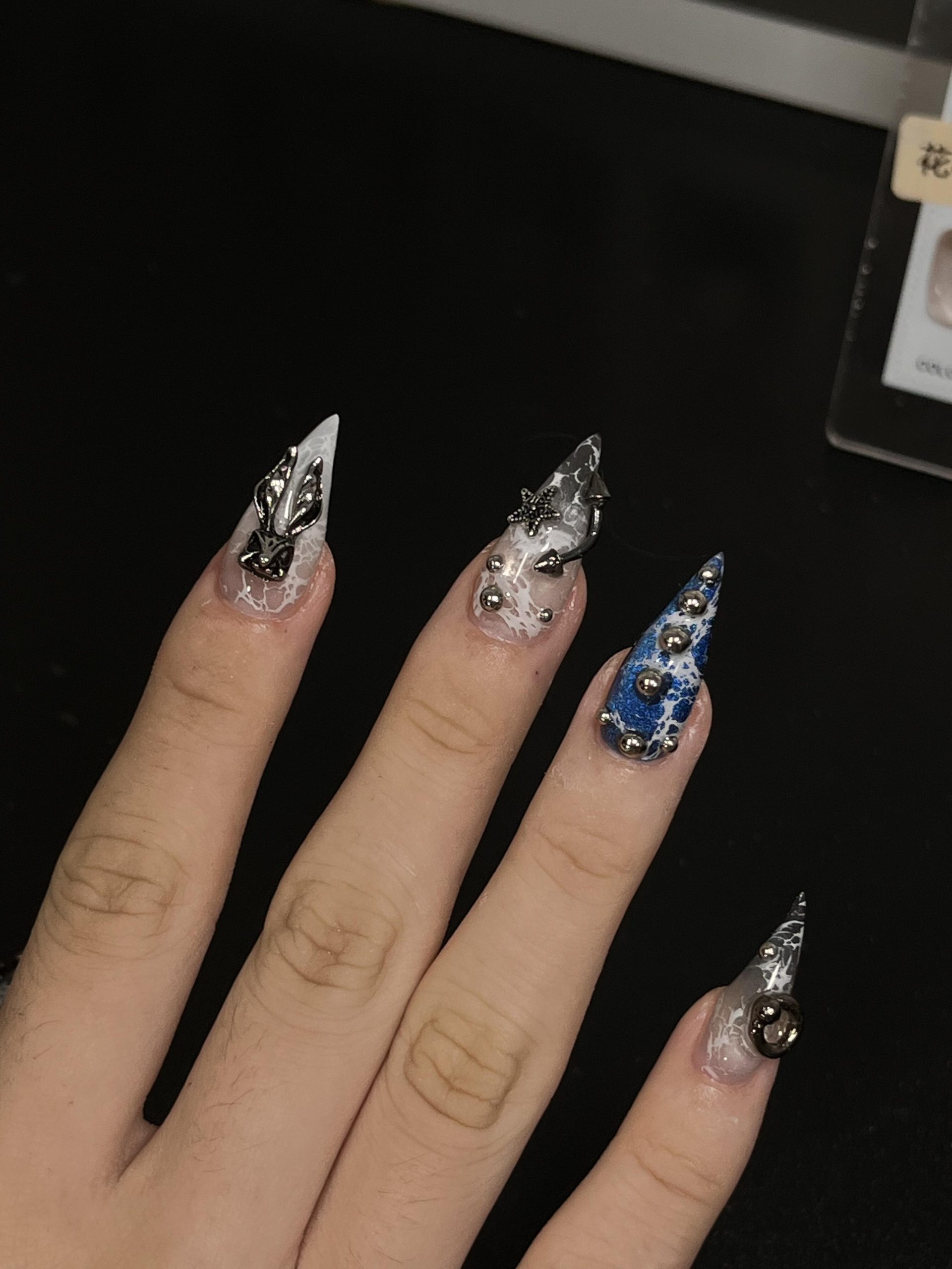 Gothic Purple Spider Extra Long Stiletto Press On Nails - handmade custom press-on nails main product photo