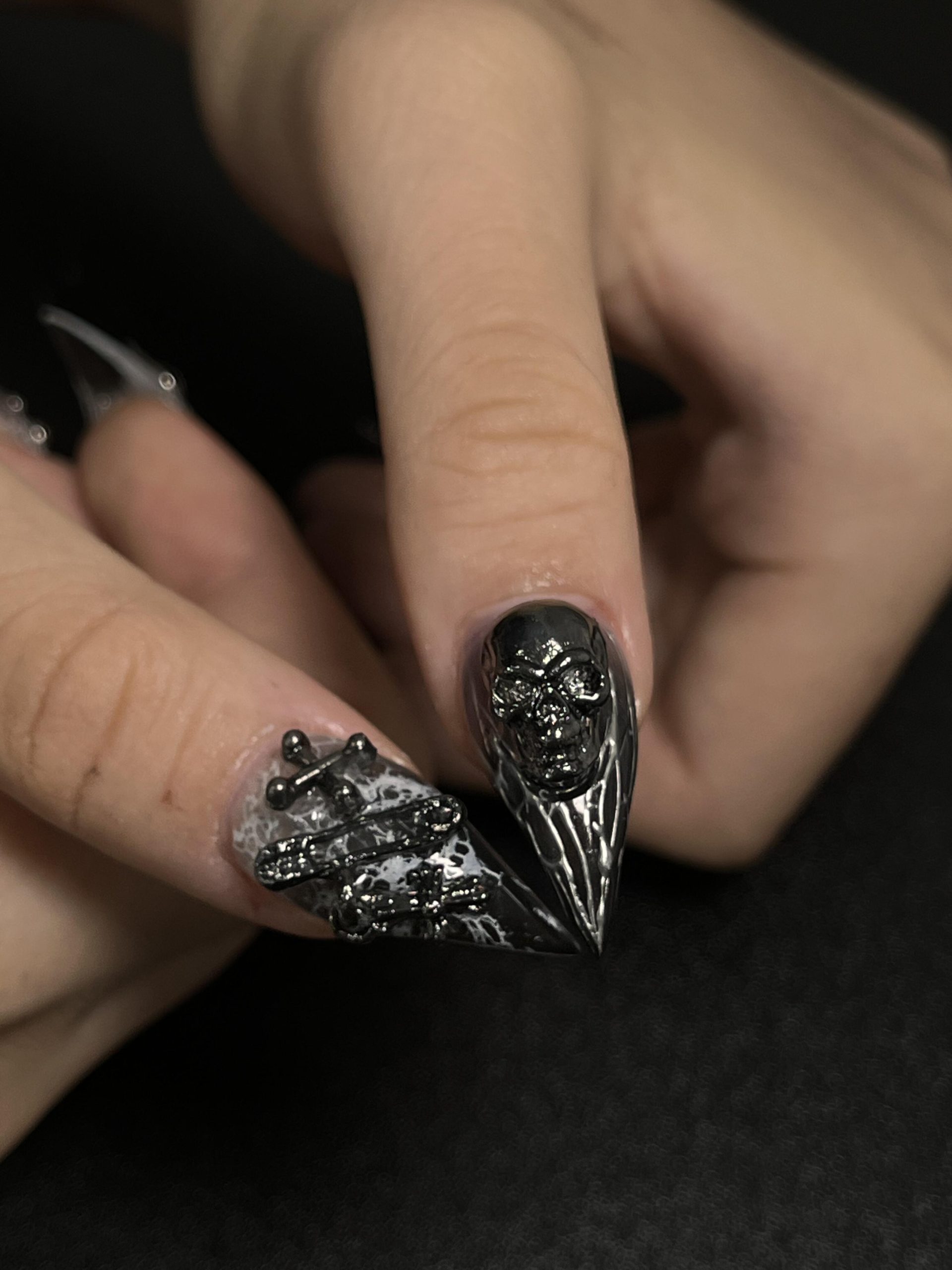 Gothic Purple Spider Extra Long Stiletto Press On Nails - handmade custom press-on nails detail gallery photo