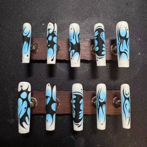 Blue Smoke Abstract Line Duck Bill Press On Nails - handmade custom press-on nails main product photo