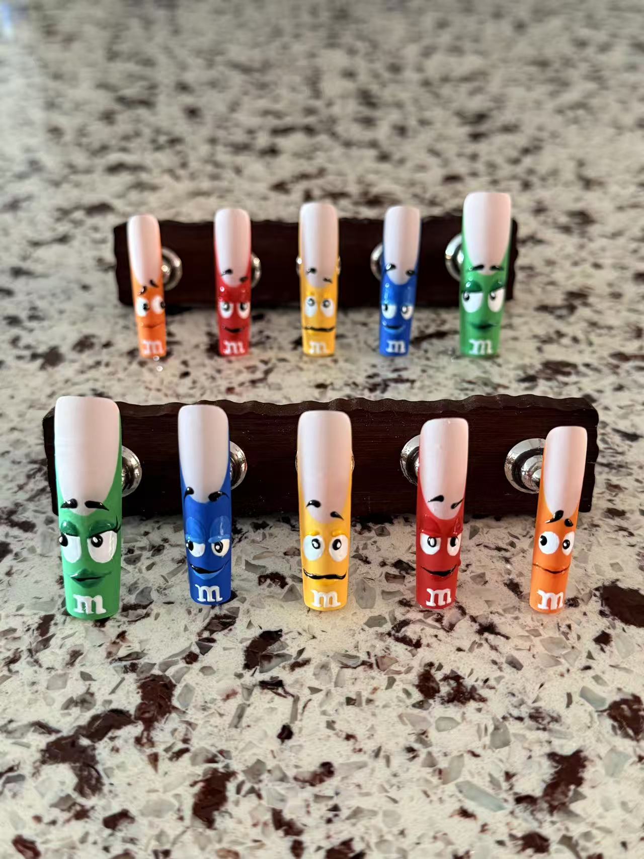 Cartoon M&M Character Long Taper Press On Nails - handmade custom press-on nails detail gallery photo