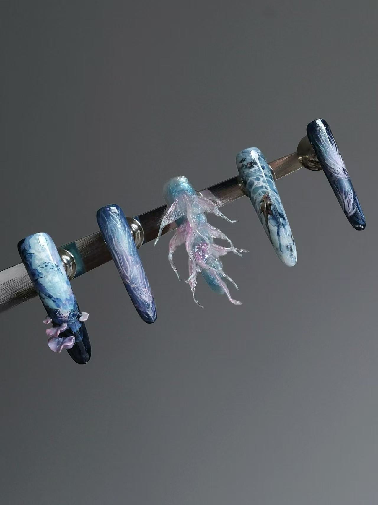 Pandora Fantasy Ocean Long Coffin Press On Nails - handmade custom press-on nails main product photo