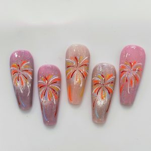 Pastel 3D Rose Lace Medium Coffin Press On Nails - handmade custom press-on nails main product photo