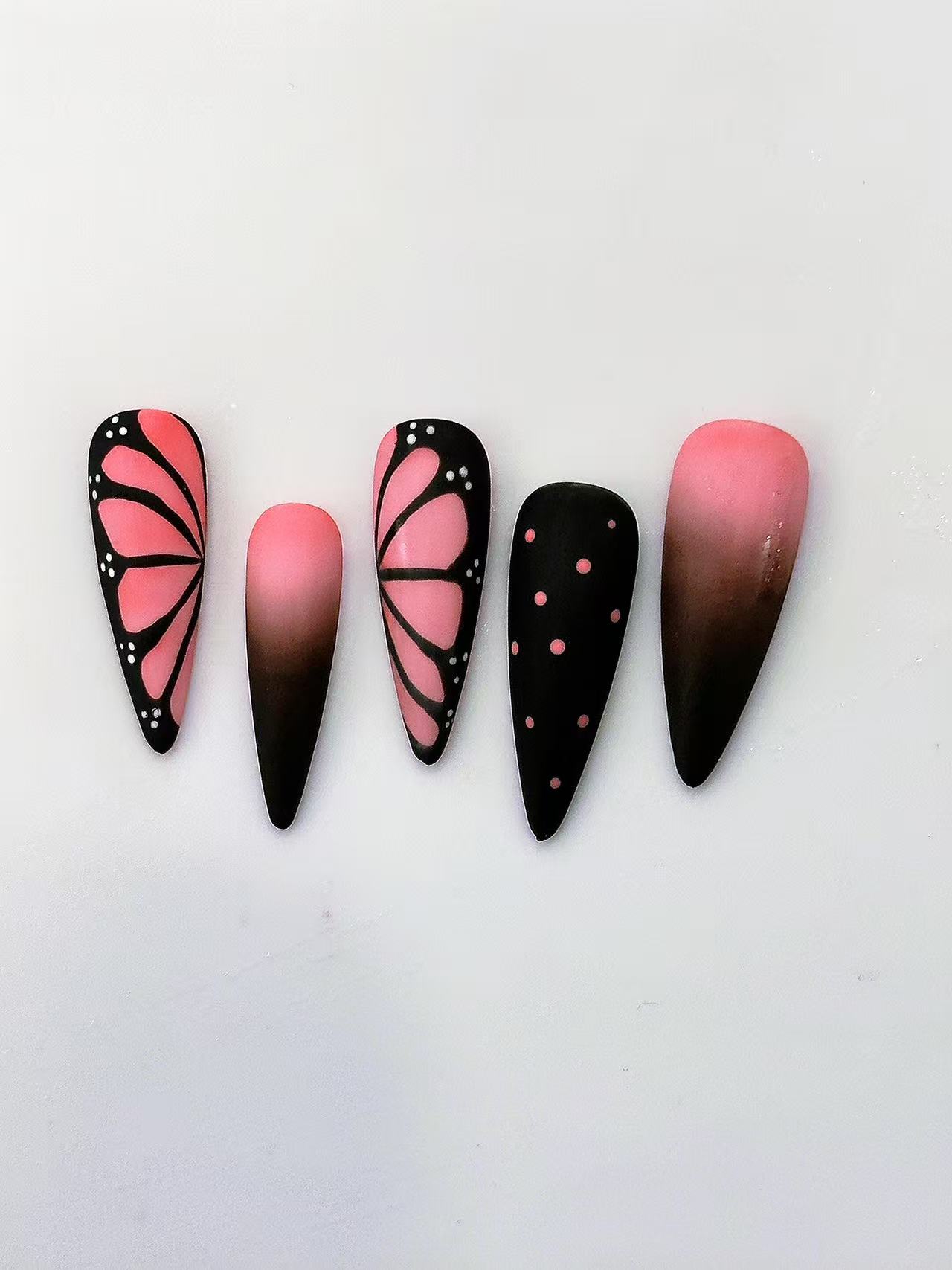 Pastel Fireworks Glitter Medium Coffin Press On Nails - handmade custom press-on nails detail gallery photo