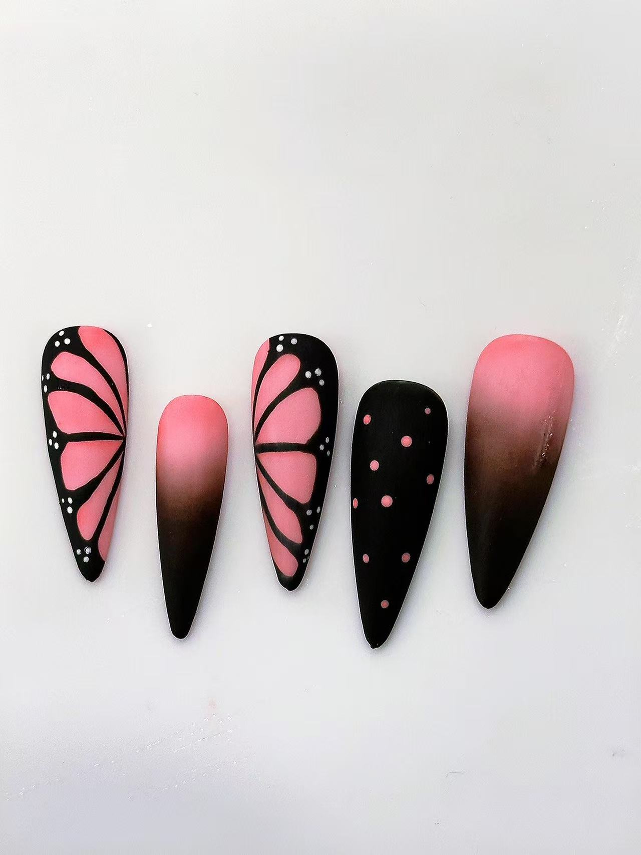 Pastel Fireworks Glitter Medium Coffin Press On Nails - handmade custom press-on nails detail gallery photo