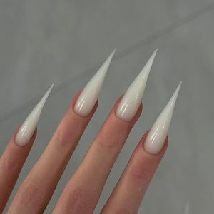Cream White Dragon Claw Extra Long Stiletto Press-on Nails - handmade custom press-on nails main product photo
