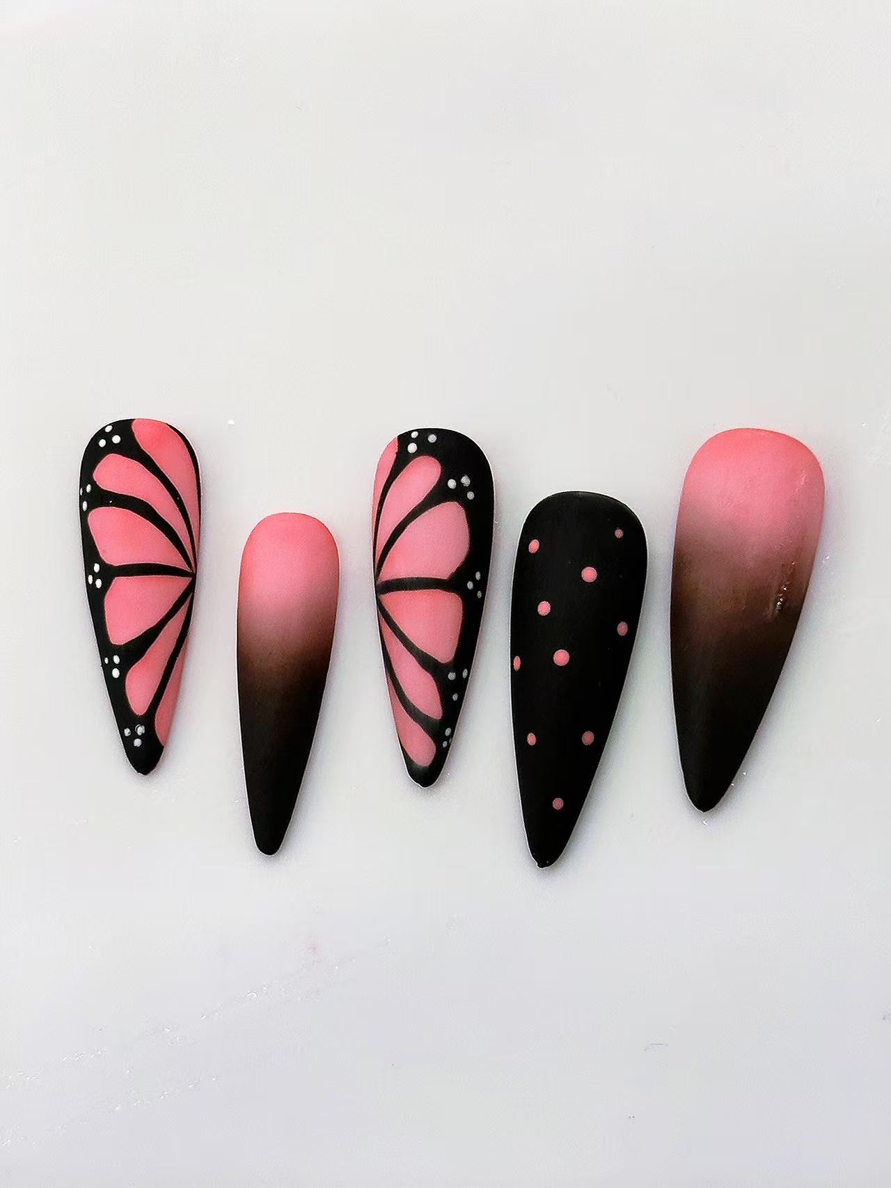 Pastel Fireworks Glitter Medium Coffin Press On Nails - handmade custom press-on nails detail gallery photo