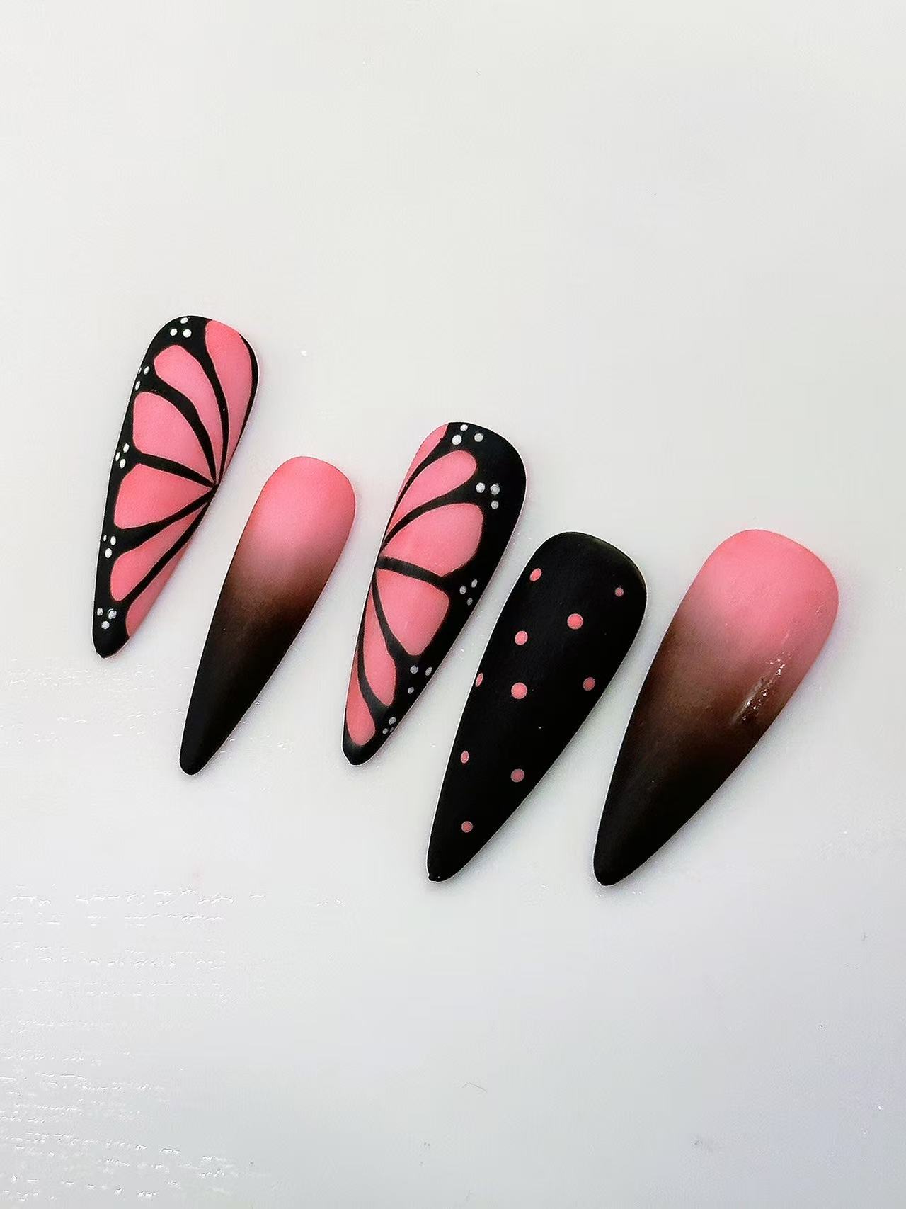 Pastel Fireworks Glitter Medium Coffin Press On Nails - handmade custom press-on nails detail gallery photo