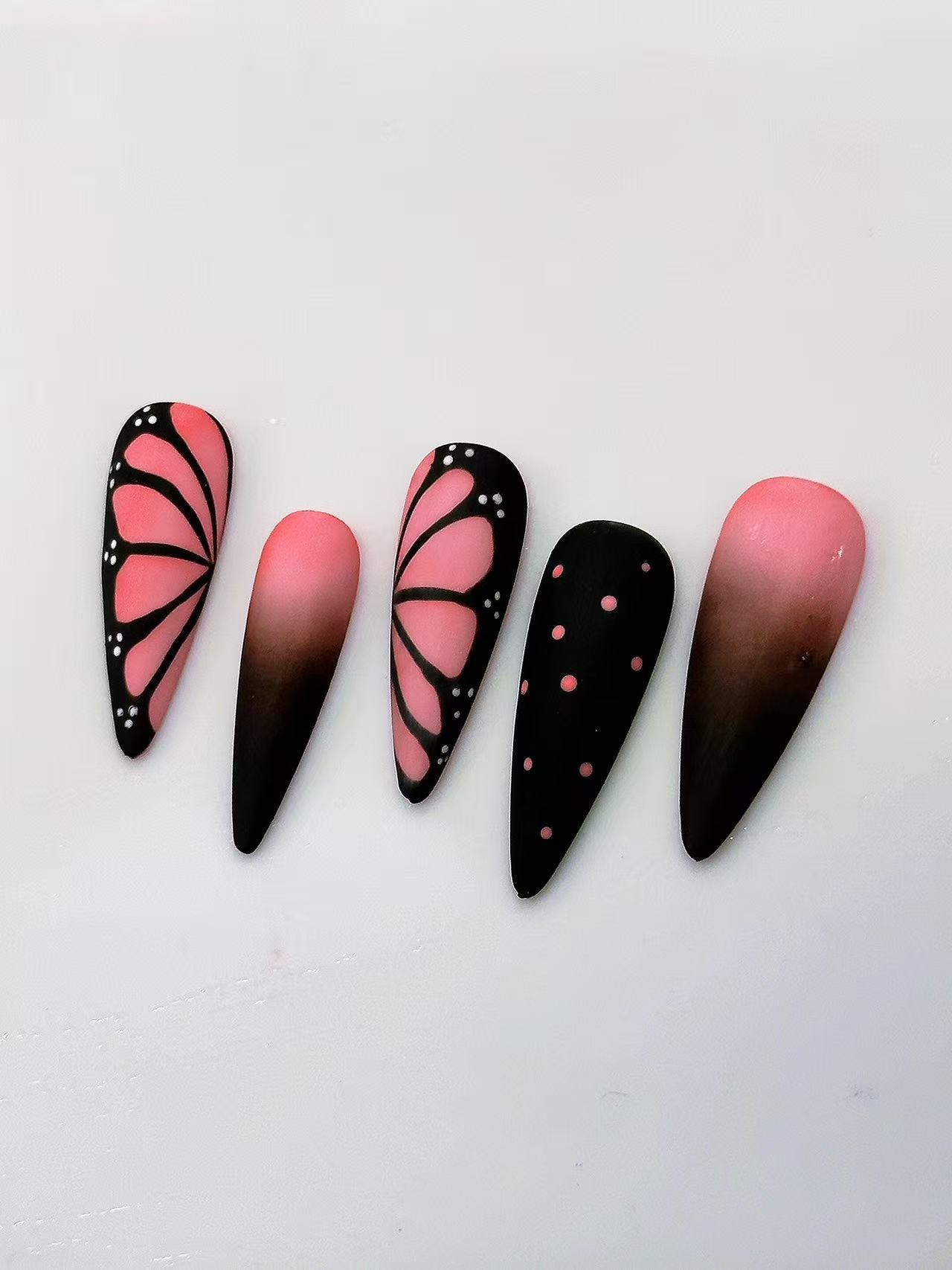 Pastel Fireworks Glitter Medium Coffin Press On Nails - handmade custom press-on nails detail gallery photo