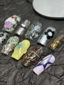 Cute Y2K 3D Cupcake Butterfly Square Press On Nails detail view
