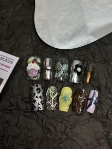 Cute Y2K 3D Cupcake Butterfly Square Press On Nails detail view