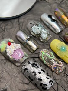 Cute Y2K 3D Cupcake Butterfly Square Press On Nails detail view