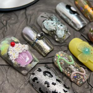 Cute Y2K 3D Cupcake Butterfly Square Press On Nails