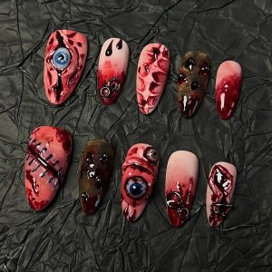 Gory Horror Eyeball Almond Press On Nails